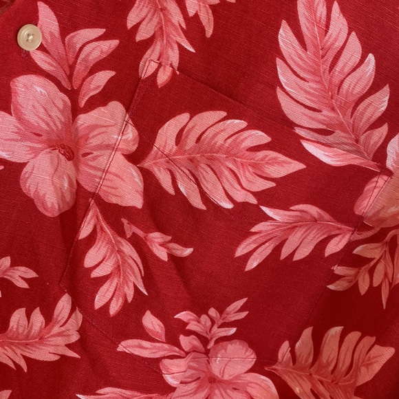 Tropical Linen Hawaiian Shirt Island Hibiscus Luau Print Pattern Nautica Large - Picture 5 of 16